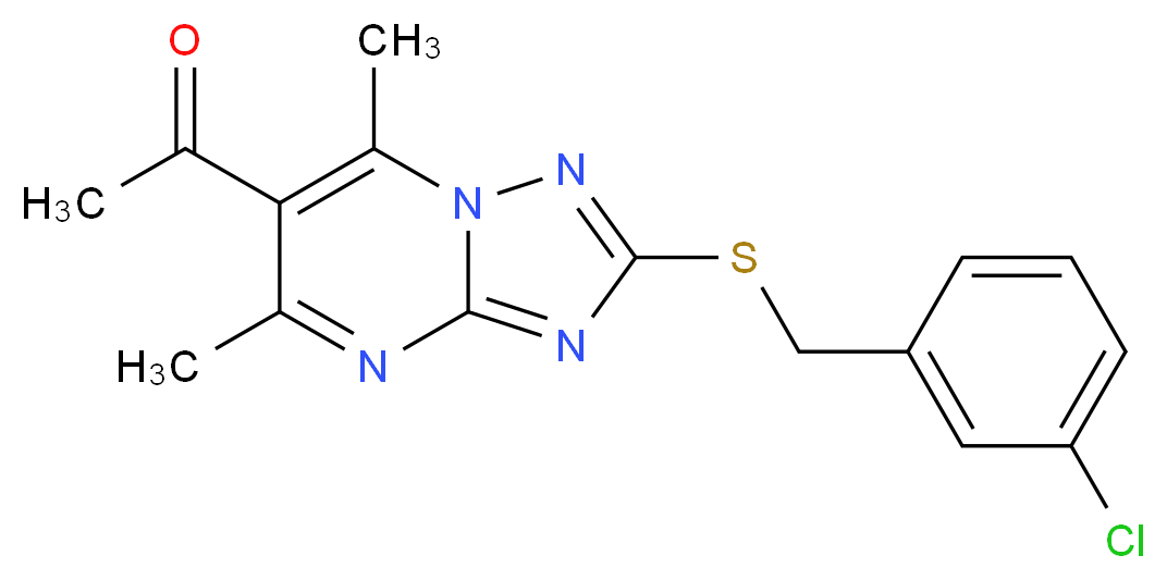 1-{2-[(3-Chlorobenzyl)thio]-5,7-dimethyl-[1,2,4]triazolo[1,5-a]pyrimidin-6-yl}ethanone_Molecular_structure_CAS_)