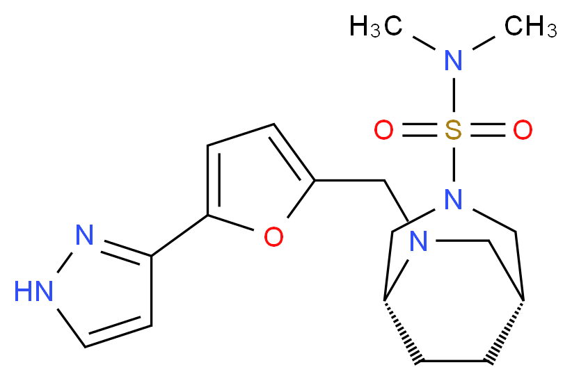 (1R*,5R*)-N,N-dimethyl-6-{[5-(1H-pyrazol-3-yl)-2-furyl]methyl}-3,6-diazabicyclo[3.2.2]nonane-3-sulfonamide_Molecular_structure_CAS_)