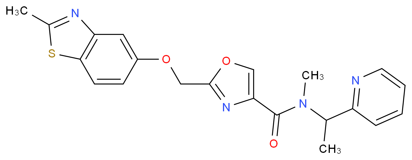 N-methyl-2-{[(2-methyl-1,3-benzothiazol-5-yl)oxy]methyl}-N-(1-pyridin-2-ylethyl)-1,3-oxazole-4-carboxamide_Molecular_structure_CAS_)