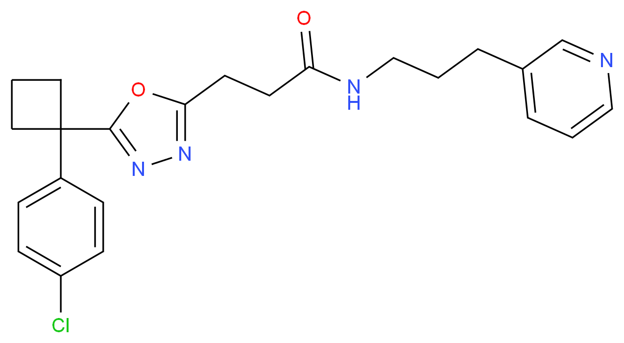 3-{5-[1-(4-chlorophenyl)cyclobutyl]-1,3,4-oxadiazol-2-yl}-N-[3-(3-pyridinyl)propyl]propanamide_Molecular_structure_CAS_)