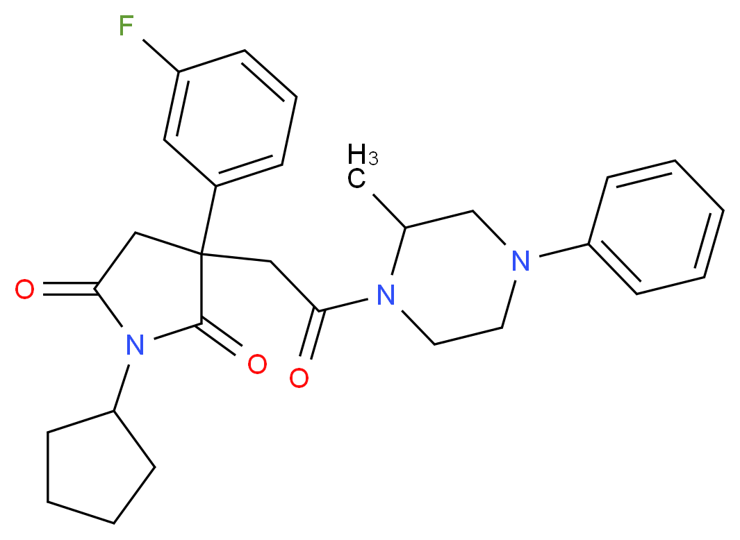1-cyclopentyl-3-(3-fluorophenyl)-3-[2-(2-methyl-4-phenyl-1-piperazinyl)-2-oxoethyl]-2,5-pyrrolidinedione_Molecular_structure_CAS_)