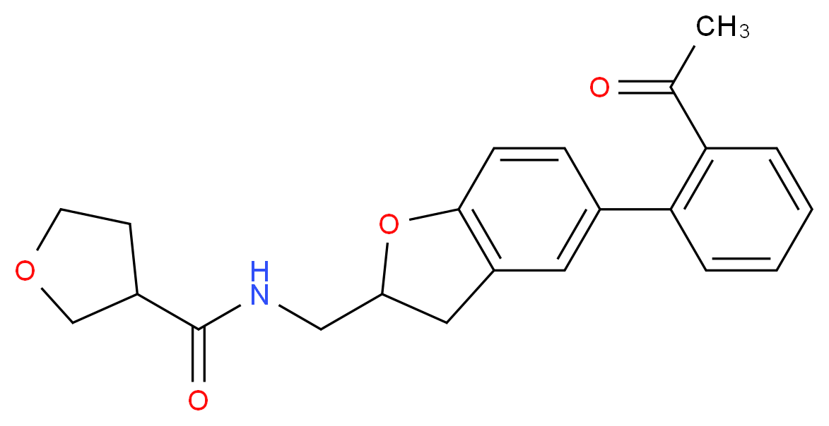 N-{[5-(2-acetylphenyl)-2,3-dihydro-1-benzofuran-2-yl]methyl}tetrahydro-3-furancarboxamide_Molecular_structure_CAS_)