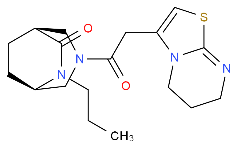 (1S*,5R*)-3-(6,7-dihydro-5H-[1,3]thiazolo[3,2-a]pyrimidin-3-ylacetyl)-6-propyl-3,6-diazabicyclo[3.2.2]nonan-7-one_Molecular_structure_CAS_)