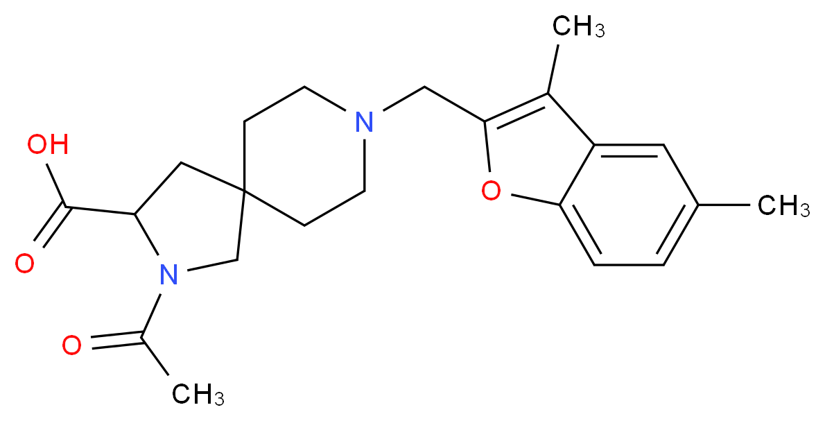 2-acetyl-8-[(3,5-dimethyl-1-benzofuran-2-yl)methyl]-2,8-diazaspiro[4.5]decane-3-carboxylic acid_Molecular_structure_CAS_)