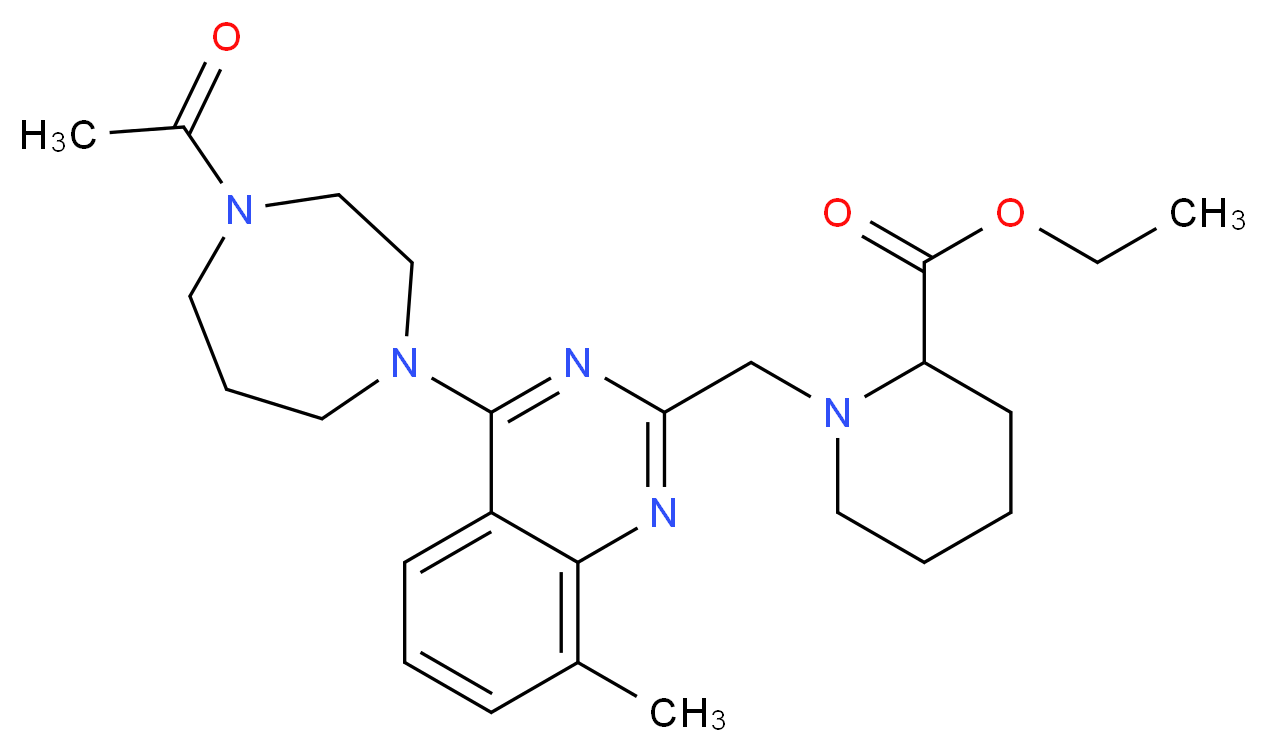 ethyl 1-{[4-(4-acetyl-1,4-diazepan-1-yl)-8-methyl-2-quinazolinyl]methyl}-2-piperidinecarboxylate_Molecular_structure_CAS_)
