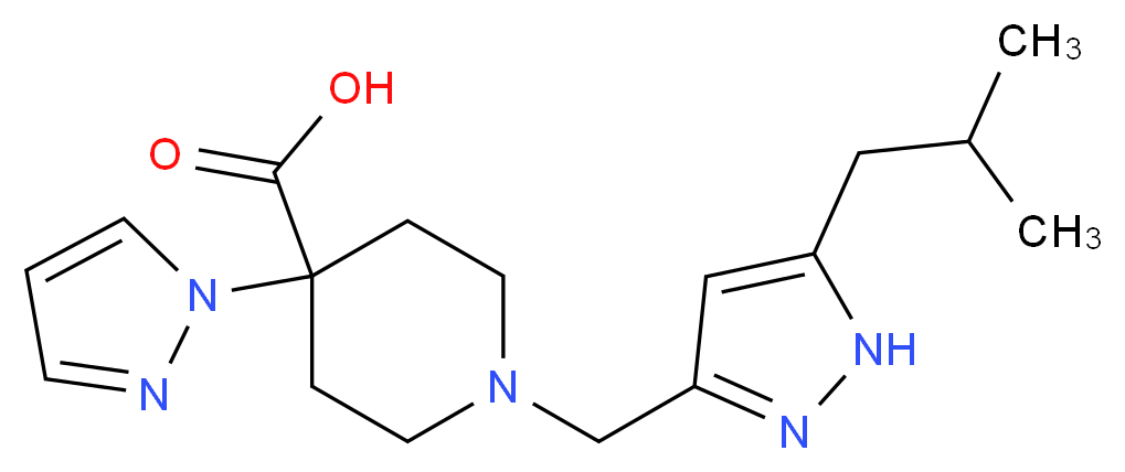 1-[(5-isobutyl-1H-pyrazol-3-yl)methyl]-4-(1H-pyrazol-1-yl)piperidine-4-carboxylic acid_Molecular_structure_CAS_)
