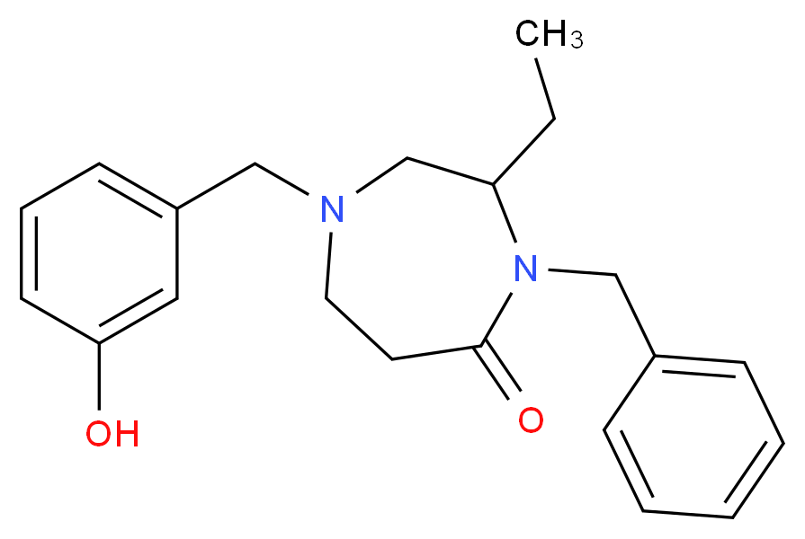 4-benzyl-3-ethyl-1-(3-hydroxybenzyl)-1,4-diazepan-5-one_Molecular_structure_CAS_)