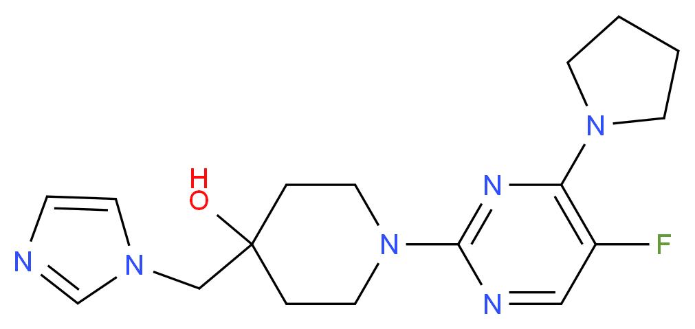 1-(5-fluoro-4-pyrrolidin-1-ylpyrimidin-2-yl)-4-(1H-imidazol-1-ylmethyl)piperidin-4-ol_Molecular_structure_CAS_)