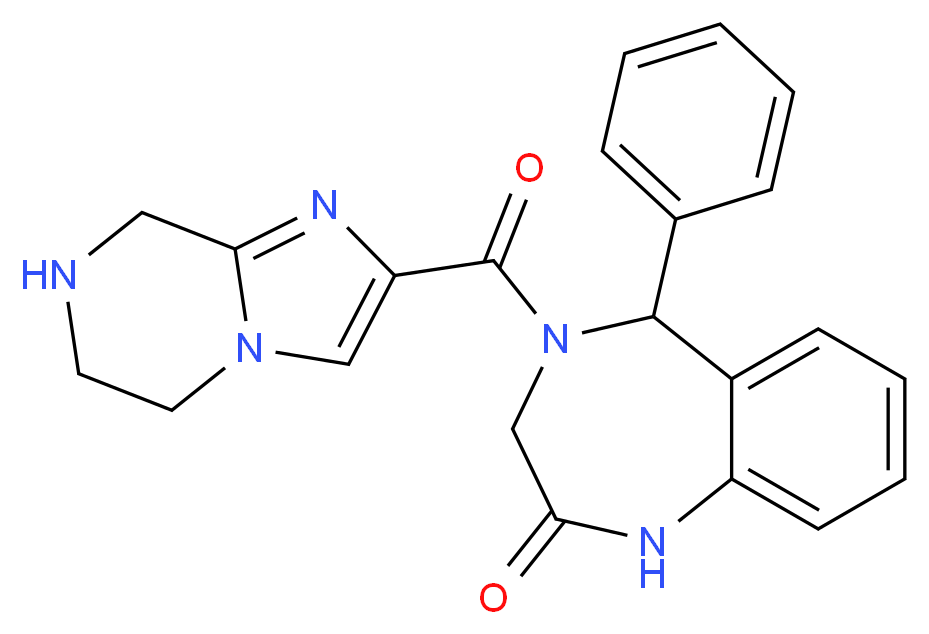 5-phenyl-4-(5,6,7,8-tetrahydroimidazo[1,2-a]pyrazin-2-ylcarbonyl)-1,3,4,5-tetrahydro-2H-1,4-benzodiazepin-2-one_Molecular_structure_CAS_)
