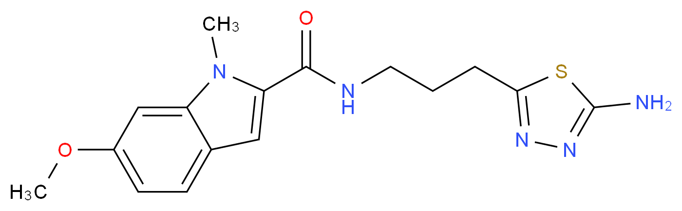 N-[3-(5-amino-1,3,4-thiadiazol-2-yl)propyl]-6-methoxy-1-methyl-1H-indole-2-carboxamide_Molecular_structure_CAS_)