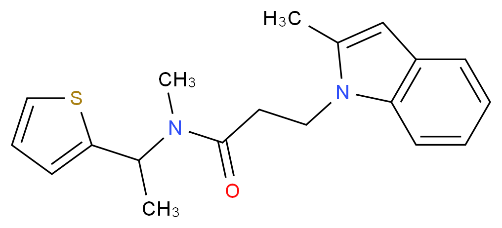 N-methyl-3-(2-methyl-1H-indol-1-yl)-N-[1-(2-thienyl)ethyl]propanamide_Molecular_structure_CAS_)