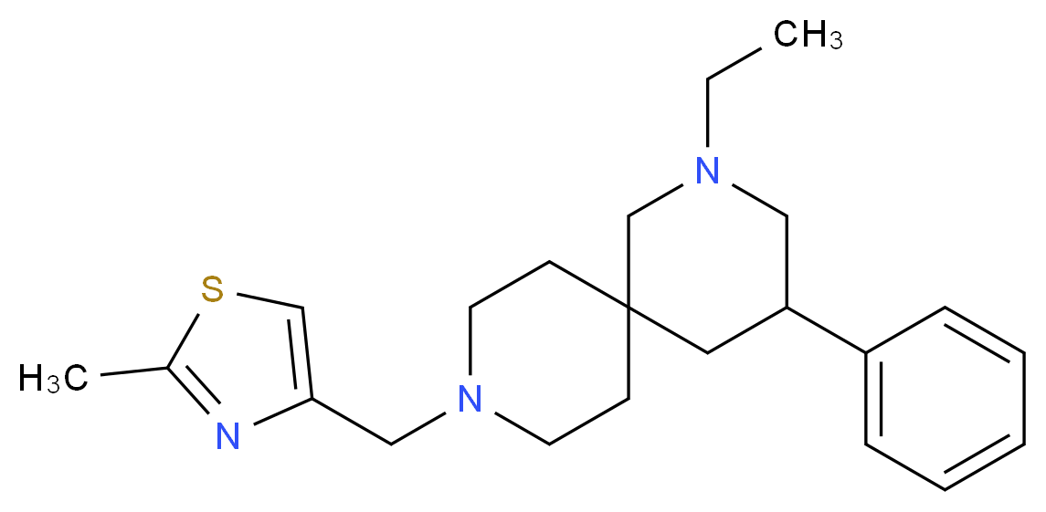 2-ethyl-9-[(2-methyl-1,3-thiazol-4-yl)methyl]-4-phenyl-2,9-diazaspiro[5.5]undecane_Molecular_structure_CAS_)
