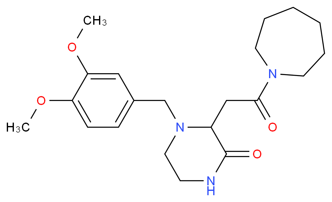 3-[2-(1-azepanyl)-2-oxoethyl]-4-(3,4-dimethoxybenzyl)-2-piperazinone_Molecular_structure_CAS_)