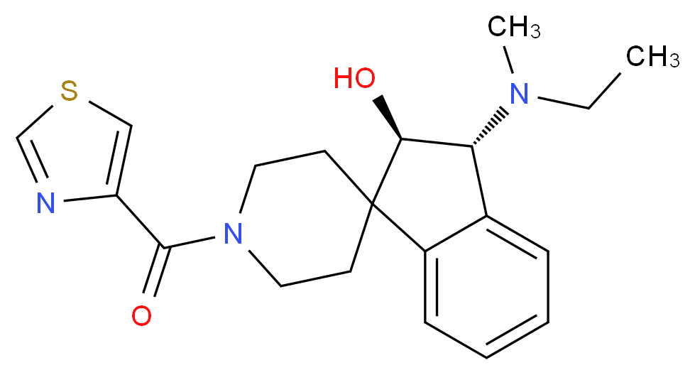 (2R*,3R*)-3-[ethyl(methyl)amino]-1'-(1,3-thiazol-4-ylcarbonyl)-2,3-dihydrospiro[indene-1,4'-piperidin]-2-ol_Molecular_structure_CAS_)
