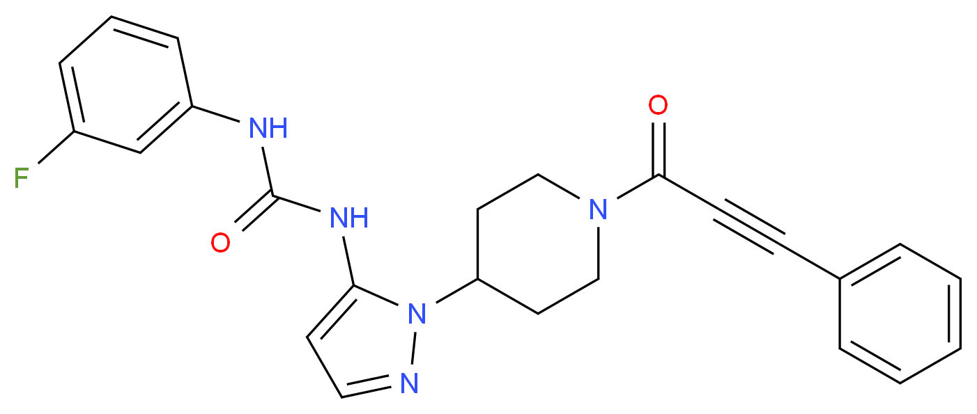 N-(3-fluorophenyl)-N'-{1-[1-(3-phenyl-2-propynoyl)-4-piperidinyl]-1H-pyrazol-5-yl}urea_Molecular_structure_CAS_)