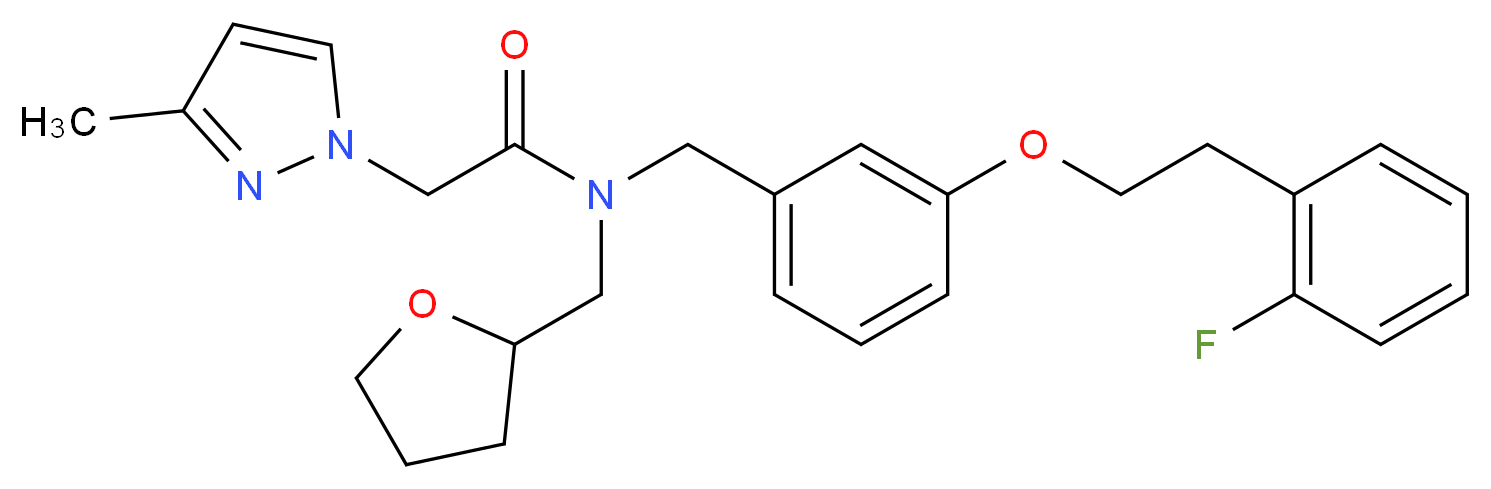 N-{3-[2-(2-fluorophenyl)ethoxy]benzyl}-2-(3-methyl-1H-pyrazol-1-yl)-N-(tetrahydro-2-furanylmethyl)acetamide_Molecular_structure_CAS_)