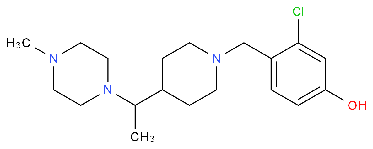3-chloro-4-({4-[1-(4-methyl-1-piperazinyl)ethyl]-1-piperidinyl}methyl)phenol_Molecular_structure_CAS_)