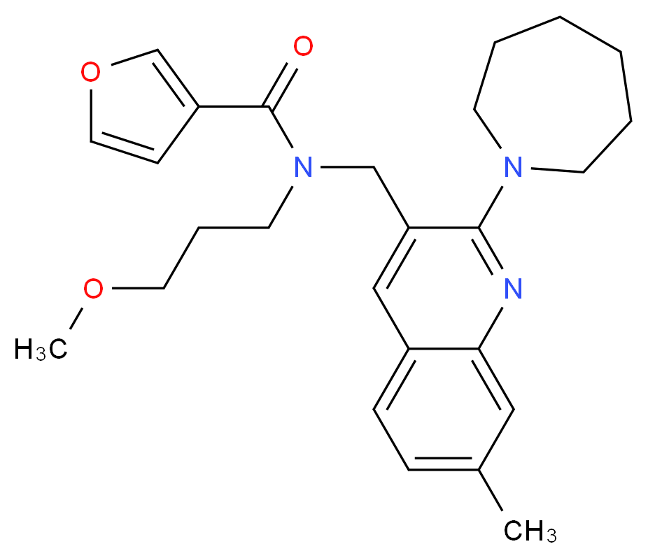 N-{[2-(1-azepanyl)-7-methyl-3-quinolinyl]methyl}-N-(3-methoxypropyl)-3-furamide_Molecular_structure_CAS_)