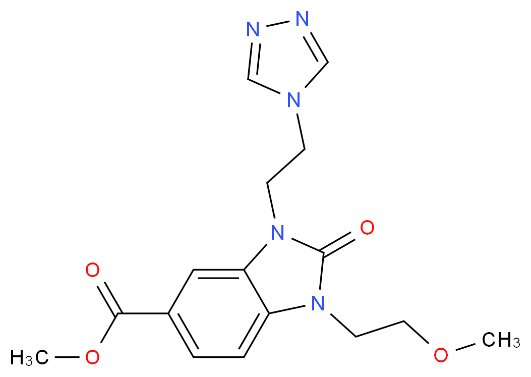 methyl 1-(2-methoxyethyl)-2-oxo-3-[2-(4H-1,2,4-triazol-4-yl)ethyl]-2,3-dihydro-1H-benzimidazole-5-carboxylate_Molecular_structure_CAS_)