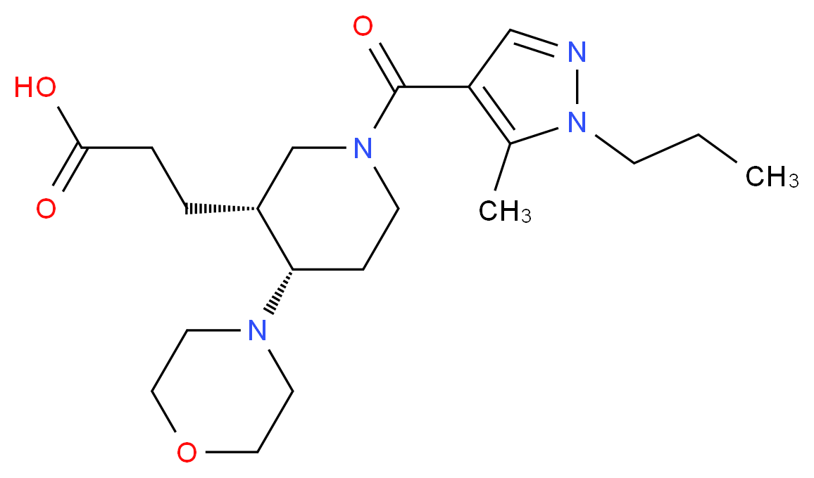 3-{(3R*,4S*)-1-[(5-methyl-1-propyl-1H-pyrazol-4-yl)carbonyl]-4-morpholin-4-ylpiperidin-3-yl}propanoic acid_Molecular_structure_CAS_)