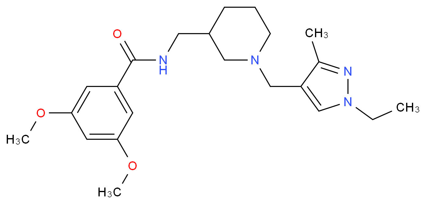 N-({1-[(1-ethyl-3-methyl-1H-pyrazol-4-yl)methyl]-3-piperidinyl}methyl)-3,5-dimethoxybenzamide_Molecular_structure_CAS_)