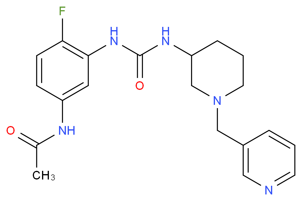 N-{4-fluoro-3-[({[1-(pyridin-3-ylmethyl)piperidin-3-yl]amino}carbonyl)amino]phenyl}acetamide_Molecular_structure_CAS_)