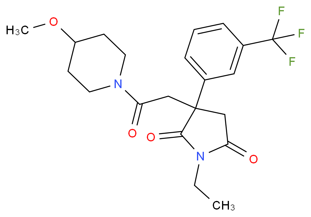 1-ethyl-3-[2-(4-methoxy-1-piperidinyl)-2-oxoethyl]-3-[3-(trifluoromethyl)phenyl]-2,5-pyrrolidinedione_Molecular_structure_CAS_)