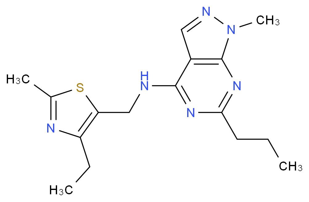 N-[(4-ethyl-2-methyl-1,3-thiazol-5-yl)methyl]-1-methyl-6-propyl-1H-pyrazolo[3,4-d]pyrimidin-4-amine_Molecular_structure_CAS_)