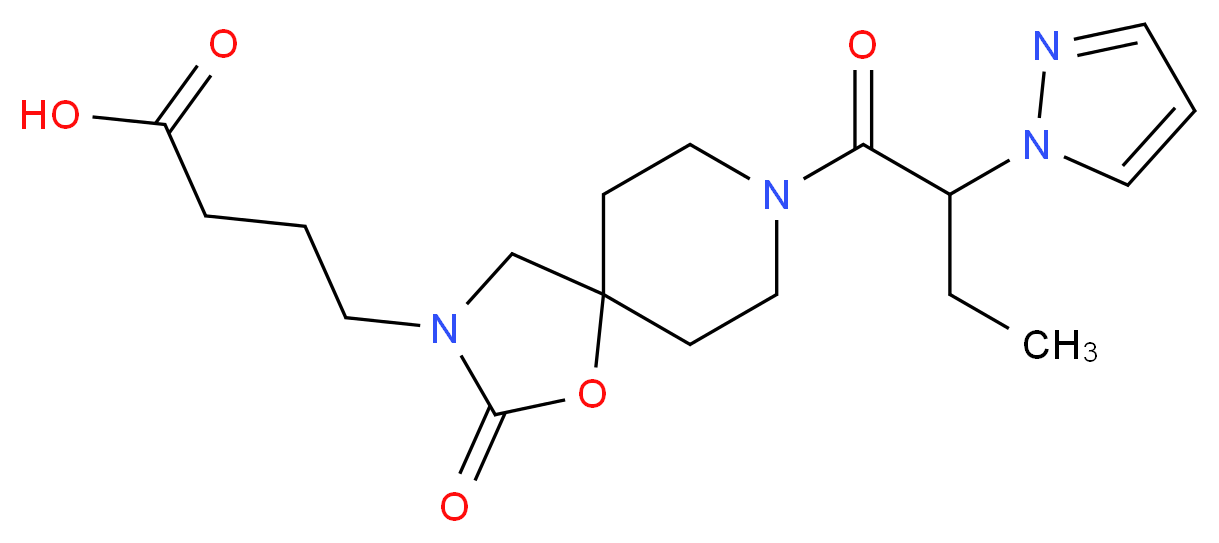 4-{2-oxo-8-[2-(1H-pyrazol-1-yl)butanoyl]-1-oxa-3,8-diazaspiro[4.5]dec-3-yl}butanoic acid_Molecular_structure_CAS_)