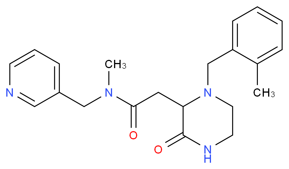 N-methyl-2-[1-(2-methylbenzyl)-3-oxo-2-piperazinyl]-N-(3-pyridinylmethyl)acetamide_Molecular_structure_CAS_)