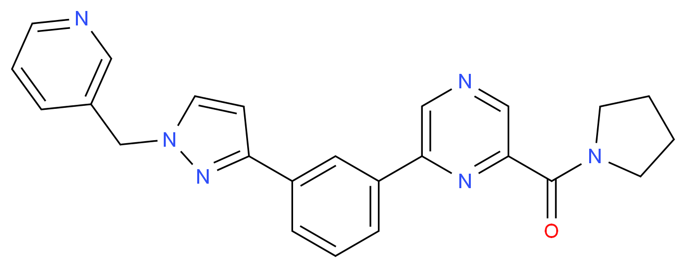 2-{3-[1-(3-pyridinylmethyl)-1H-pyrazol-3-yl]phenyl}-6-(1-pyrrolidinylcarbonyl)pyrazine_Molecular_structure_CAS_)