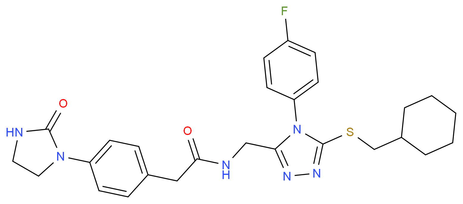 N-{[5-[(cyclohexylmethyl)thio]-4-(4-fluorophenyl)-4H-1,2,4-triazol-3-yl]methyl}-2-[4-(2-oxo-1-imidazolidinyl)phenyl]acetamide_Molecular_structure_CAS_)