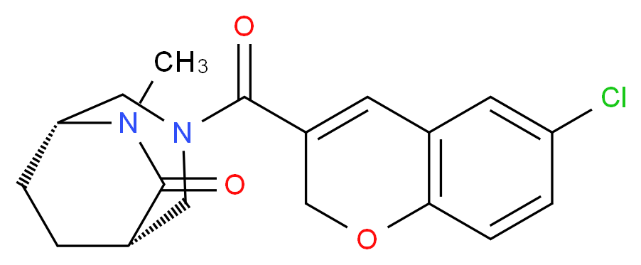 (1S*,5R*)-3-[(6-chloro-2H-chromen-3-yl)carbonyl]-6-methyl-3,6-diazabicyclo[3.2.2]nonan-7-one_Molecular_structure_CAS_)