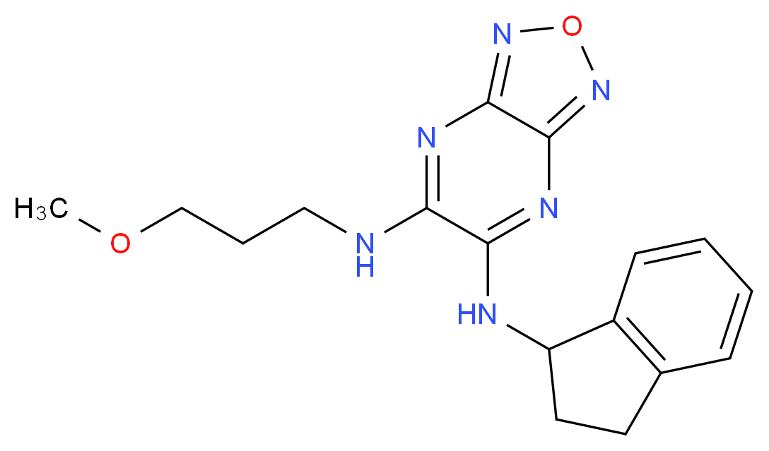 N-(2,3-dihydro-1H-inden-1-yl)-N'-(3-methoxypropyl)[1,2,5]oxadiazolo[3,4-b]pyrazine-5,6-diamine_Molecular_structure_CAS_)
