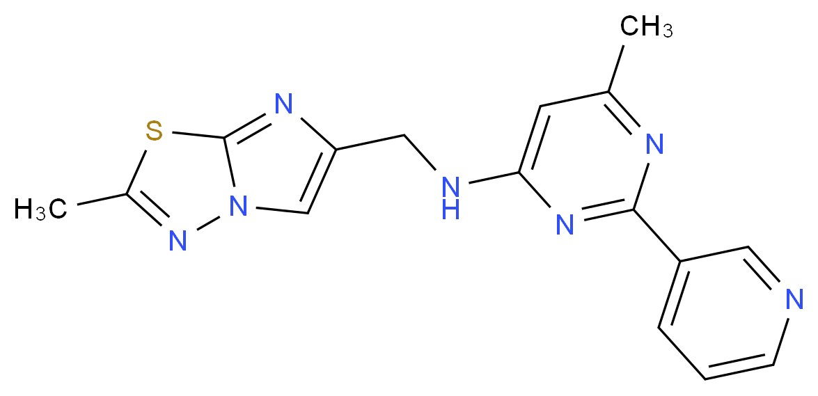 6-methyl-N-[(2-methylimidazo[2,1-b][1,3,4]thiadiazol-6-yl)methyl]-2-pyridin-3-ylpyrimidin-4-amine_Molecular_structure_CAS_)