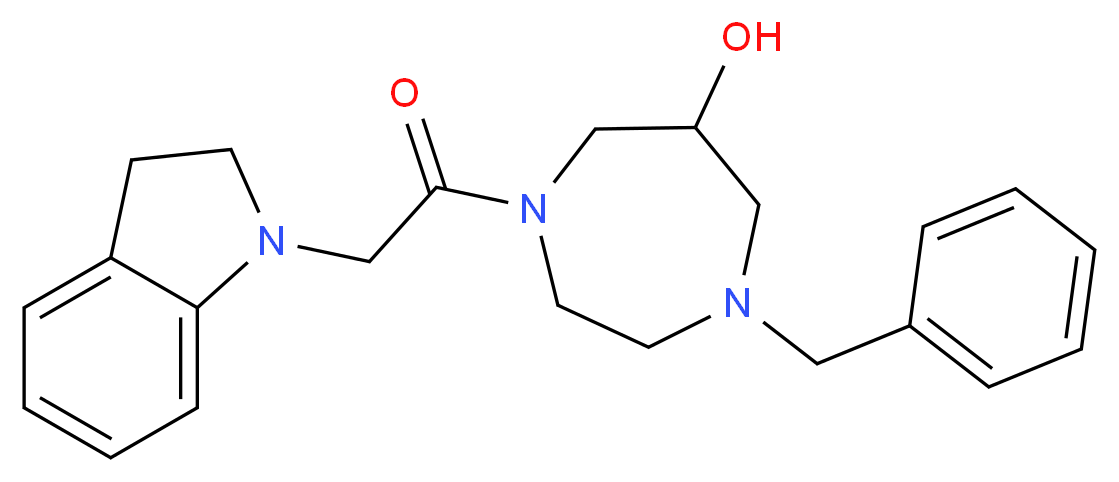 1-benzyl-4-(2,3-dihydro-1H-indol-1-ylacetyl)-1,4-diazepan-6-ol_Molecular_structure_CAS_)