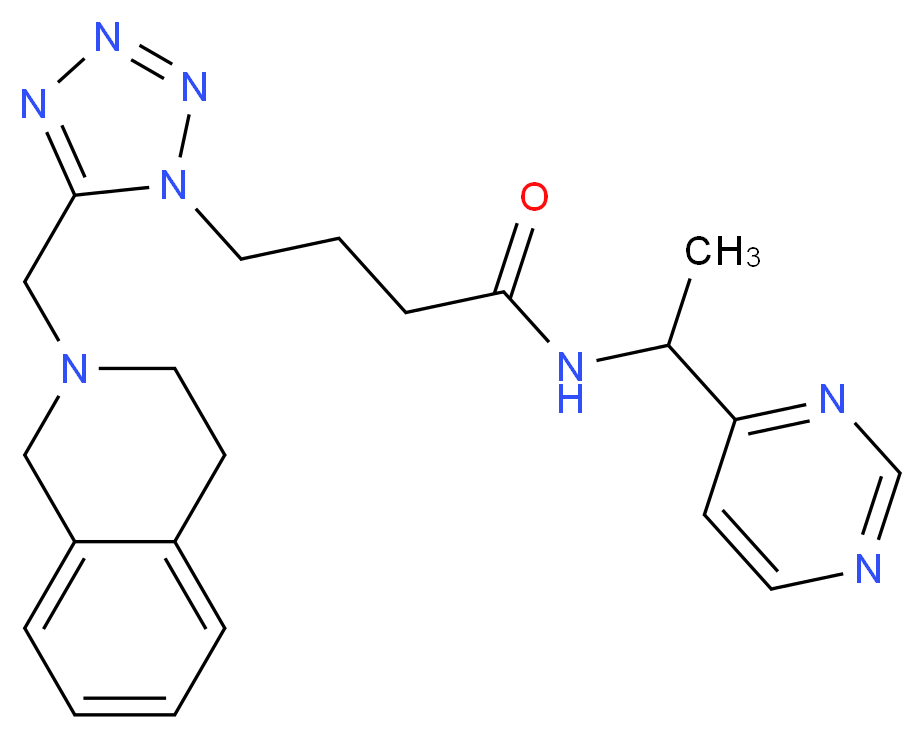 4-[5-(3,4-dihydro-2(1H)-isoquinolinylmethyl)-1H-tetrazol-1-yl]-N-[1-(4-pyrimidinyl)ethyl]butanamide_Molecular_structure_CAS_)
