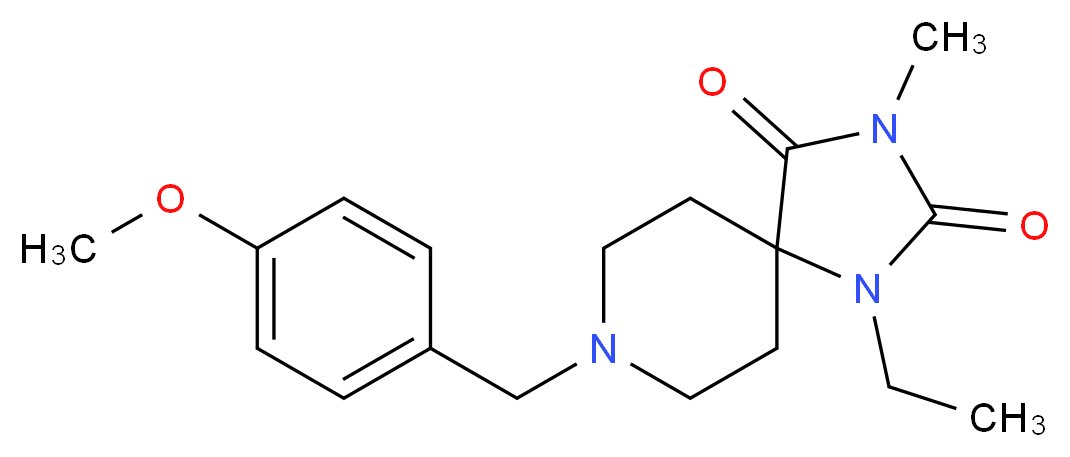 1-ethyl-8-(4-methoxybenzyl)-3-methyl-1,3,8-triazaspiro[4.5]decane-2,4-dione_Molecular_structure_CAS_)