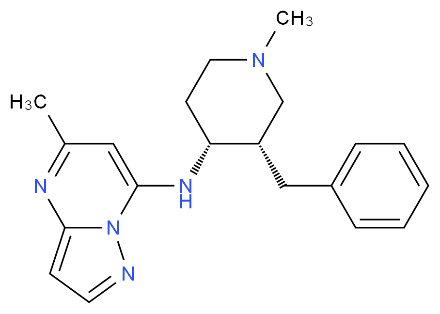 N-[(3S*,4R*)-3-benzyl-1-methyl-4-piperidinyl]-5-methylpyrazolo[1,5-a]pyrimidin-7-amine_Molecular_structure_CAS_)