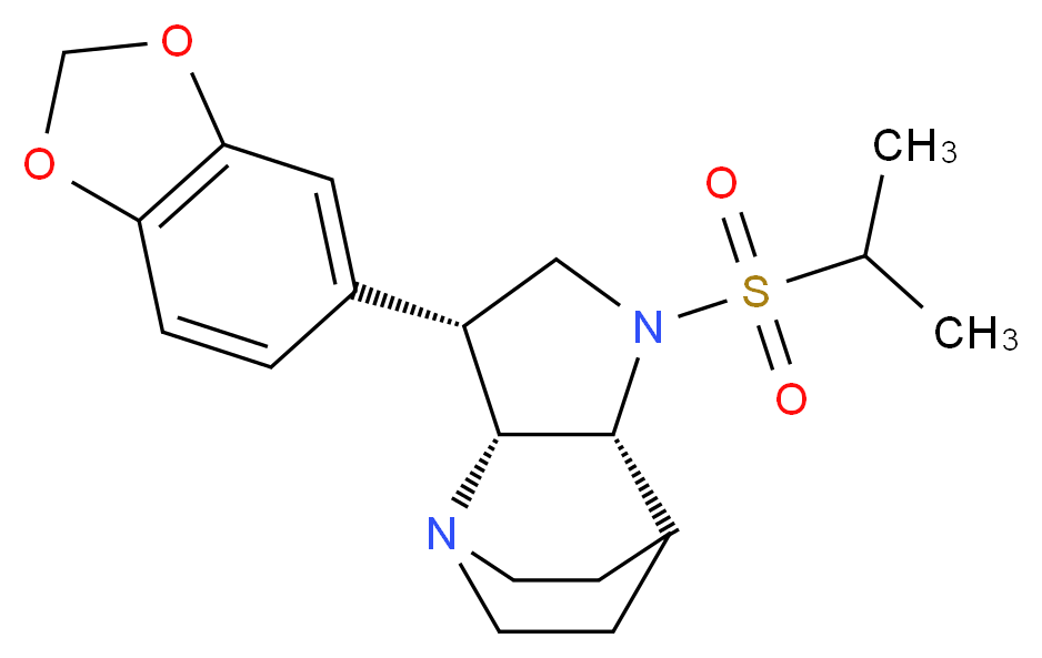 (3R*,3aR*,7aR*)-3-(1,3-benzodioxol-5-yl)-1-(isopropylsulfonyl)octahydro-4,7-ethanopyrrolo[3,2-b]pyridine_Molecular_structure_CAS_)