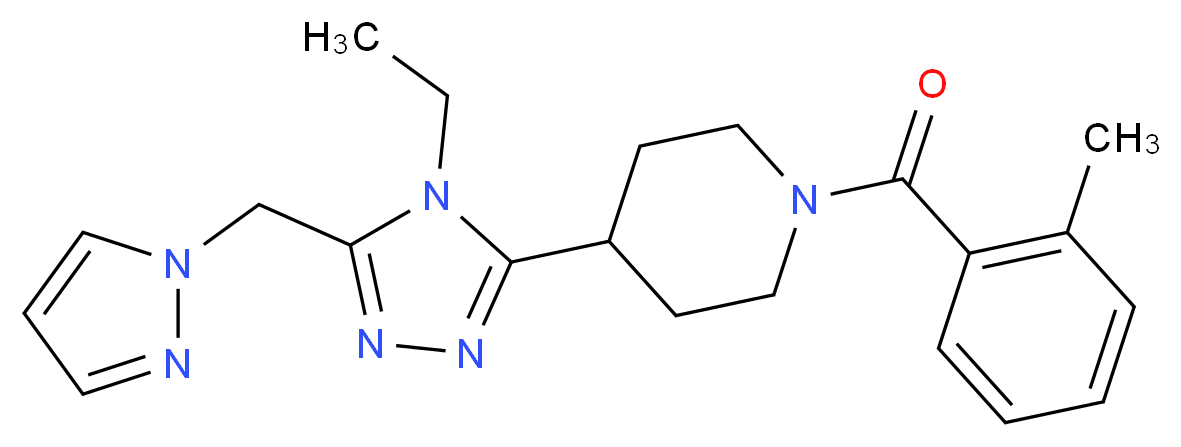 4-[4-ethyl-5-(1H-pyrazol-1-ylmethyl)-4H-1,2,4-triazol-3-yl]-1-(2-methylbenzoyl)piperidine_Molecular_structure_CAS_)