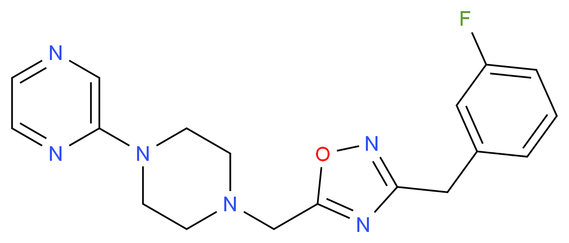 2-(4-{[3-(3-fluorobenzyl)-1,2,4-oxadiazol-5-yl]methyl}-1-piperazinyl)pyrazine_Molecular_structure_CAS_)