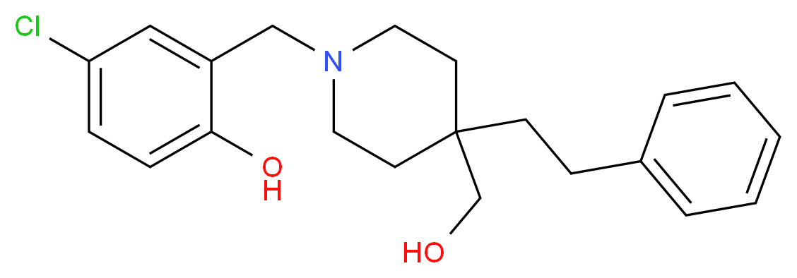 4-chloro-2-{[4-(hydroxymethyl)-4-(2-phenylethyl)-1-piperidinyl]methyl}phenol_Molecular_structure_CAS_)