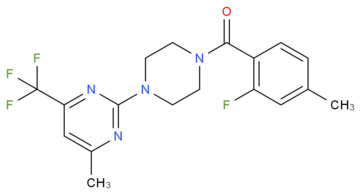 2-[4-(2-fluoro-4-methylbenzoyl)-1-piperazinyl]-4-methyl-6-(trifluoromethyl)pyrimidine_Molecular_structure_CAS_)