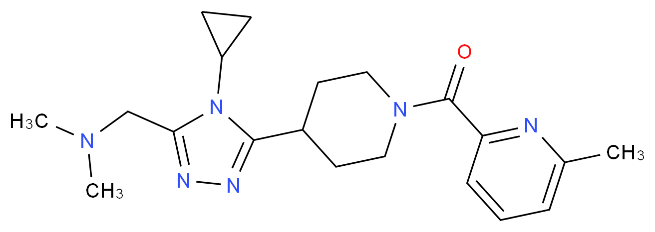 1-(4-cyclopropyl-5-{1-[(6-methylpyridin-2-yl)carbonyl]piperidin-4-yl}-4H-1,2,4-triazol-3-yl)-N,N-dimethylmethanamine_Molecular_structure_CAS_)