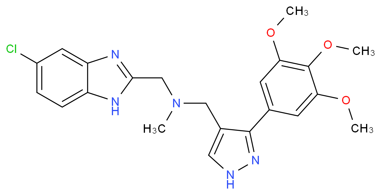 1-(5-chloro-1H-benzimidazol-2-yl)-N-methyl-N-{[3-(3,4,5-trimethoxyphenyl)-1H-pyrazol-4-yl]methyl}methanamine_Molecular_structure_CAS_)