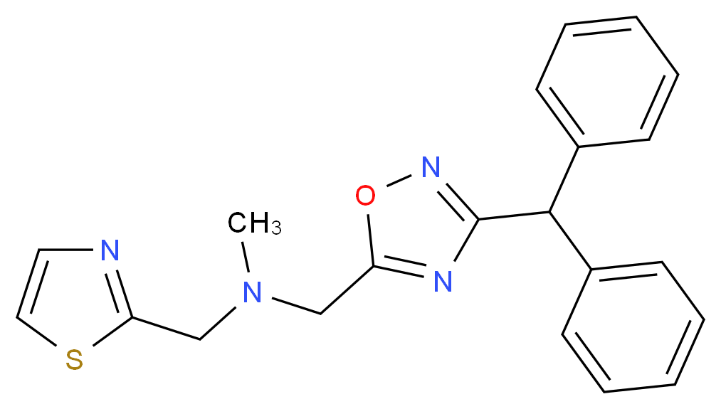1-[3-(diphenylmethyl)-1,2,4-oxadiazol-5-yl]-N-methyl-N-(1,3-thiazol-2-ylmethyl)methanamine_Molecular_structure_CAS_)