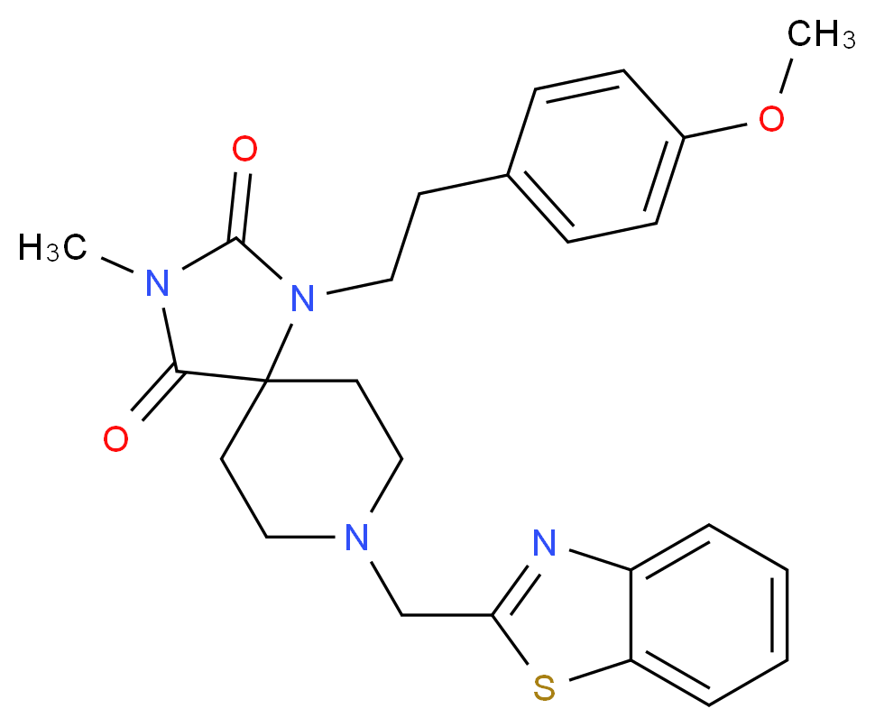 8-(1,3-benzothiazol-2-ylmethyl)-1-[2-(4-methoxyphenyl)ethyl]-3-methyl-1,3,8-triazaspiro[4.5]decane-2,4-dione_Molecular_structure_CAS_)