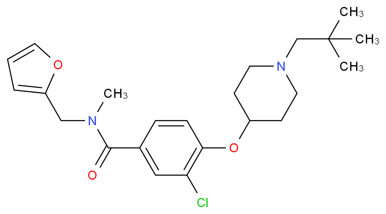 3-chloro-4-{[1-(2,2-dimethylpropyl)-4-piperidinyl]oxy}-N-(2-furylmethyl)-N-methylbenzamide_Molecular_structure_CAS_)