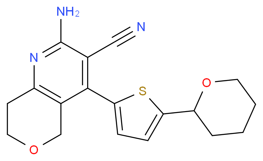 2-amino-4-[5-(tetrahydro-2H-pyran-2-yl)-2-thienyl]-7,8-dihydro-5H-pyrano[4,3-b]pyridine-3-carbonitrile_Molecular_structure_CAS_)
